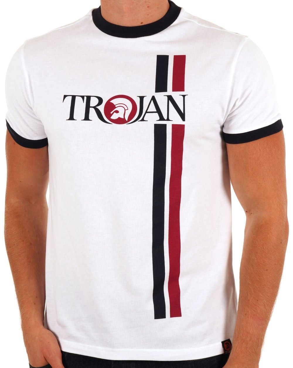 Trojan Twin Stripe Logo T-shirt White