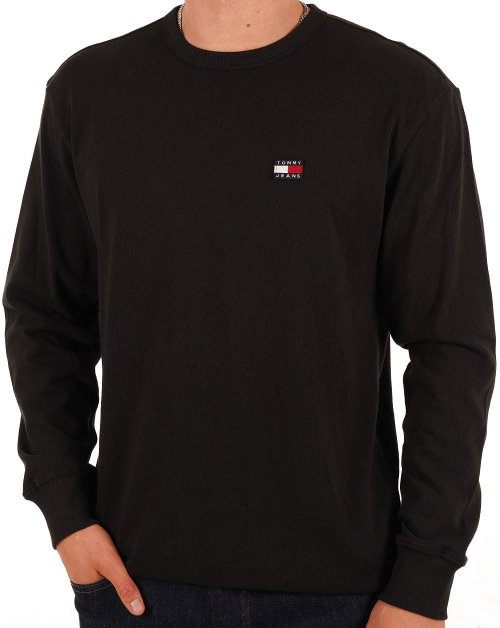 Tommy Jeans Badge LS T Shirt Black