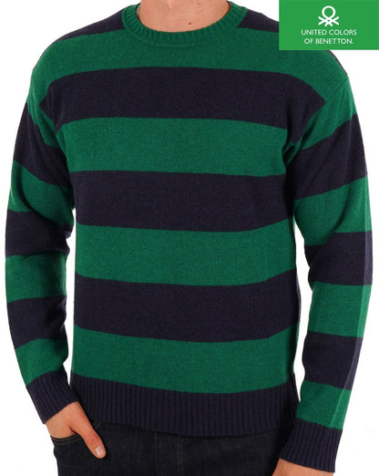 Benetton Stripe Jumper Navy/Green