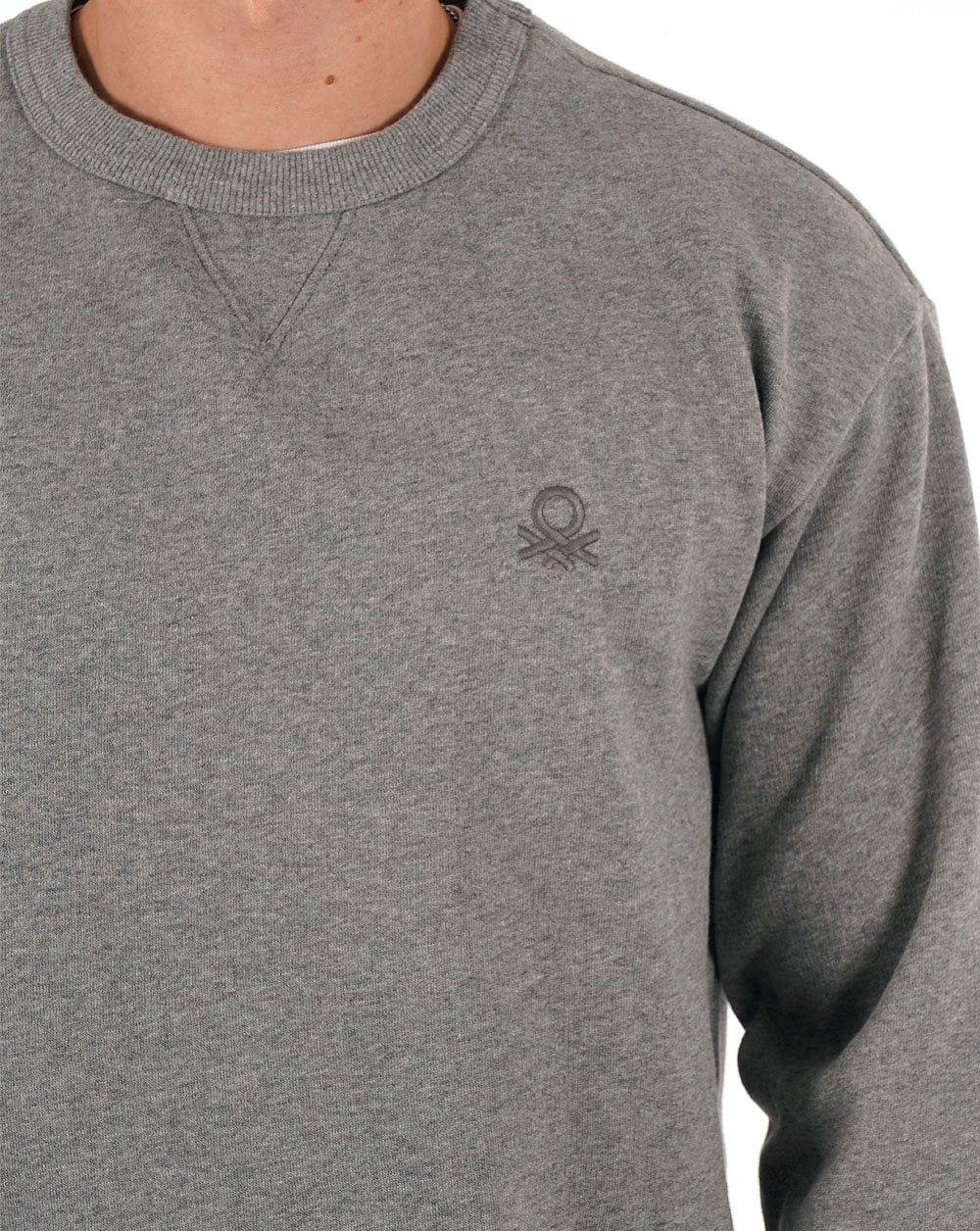 Benetton EMB logo Sweatshirt Grey Marl