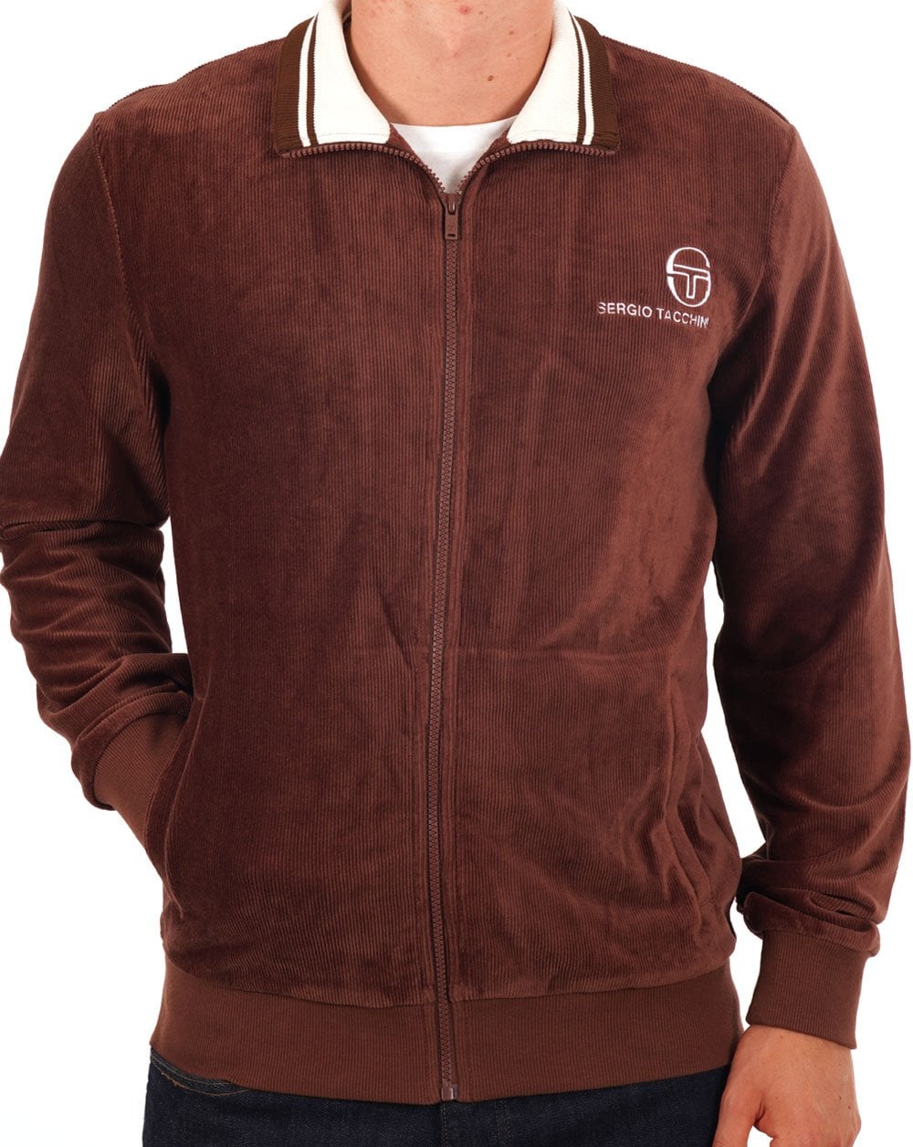 Sergio Tacchini Velour Track Top Brown