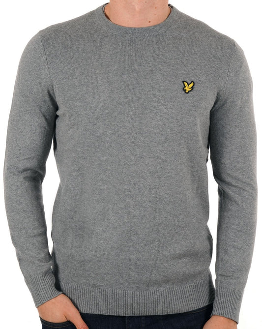 Lyle And Scott Lyle And Scott Cotton Merino Crew Jumper Mid Grey Marl