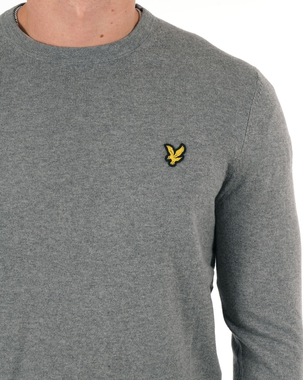 Lyle And Scott Cotton Merino Crew Jumper Mid Grey Marl