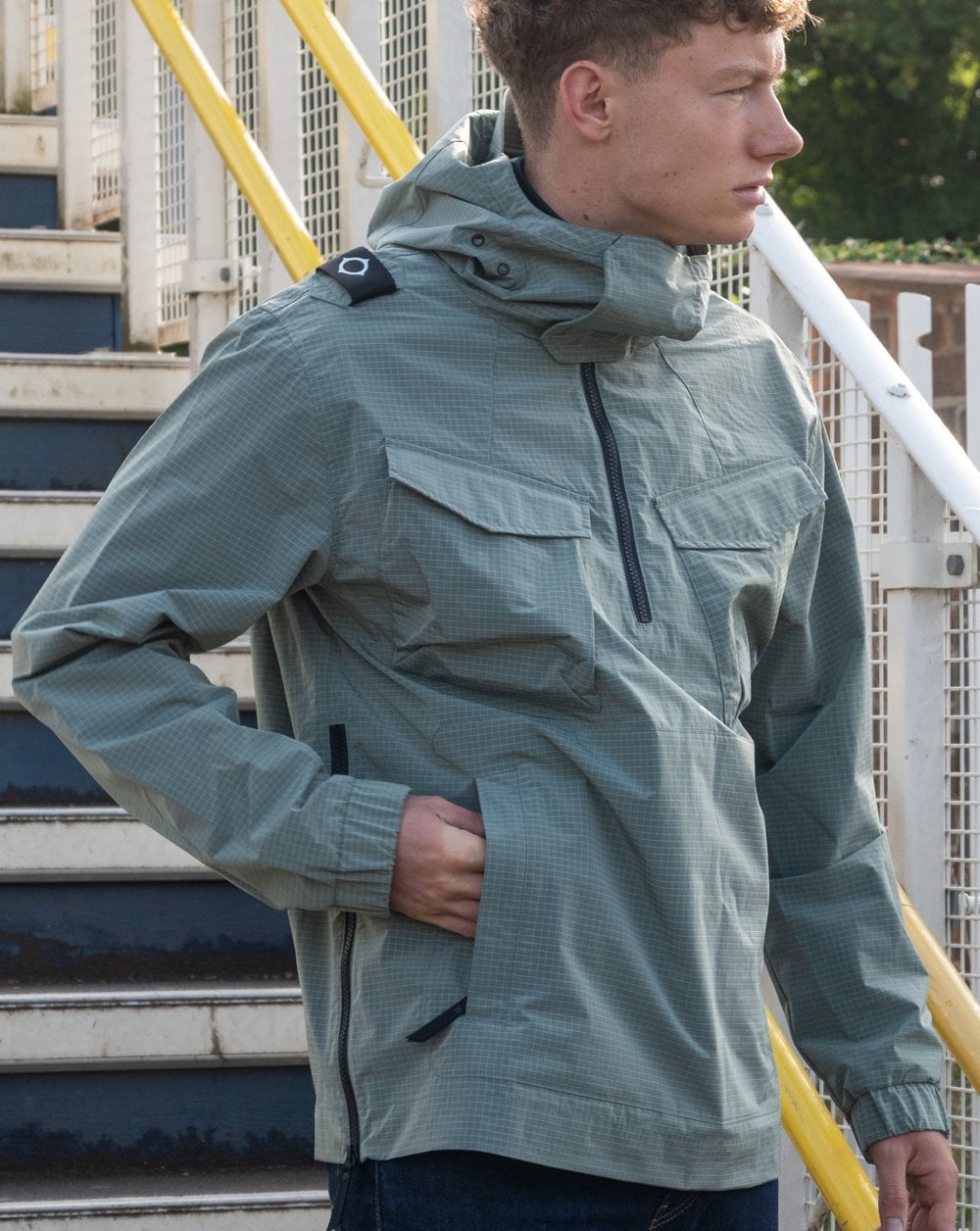 Ma.strum Nylon Grid Smock Loden Forest