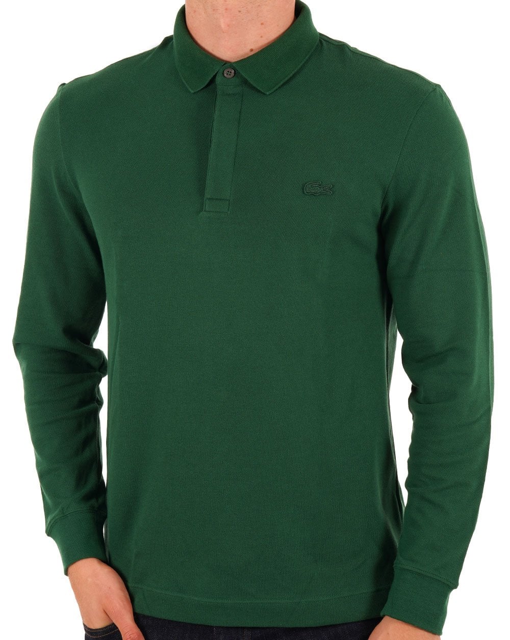 Lacoste Long Sleeve Tonal Paris Polo Shirt Green