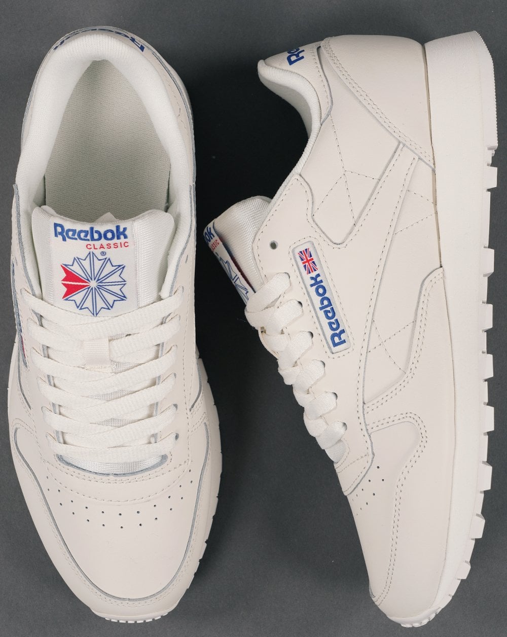 Reebok Classic Leather Trainers Chalk/Blue/Red