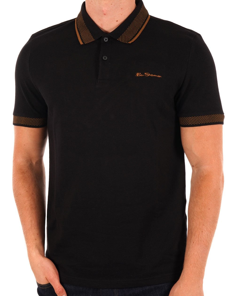 Ben Sherman Collar Interest Polo Shirt Black