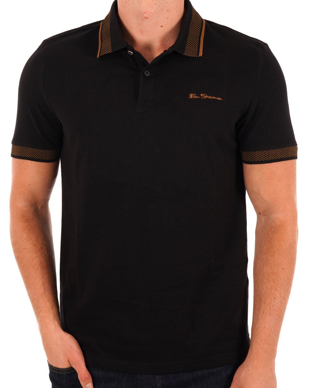 Ben Sherman Collar Interest Polo Shirt Black