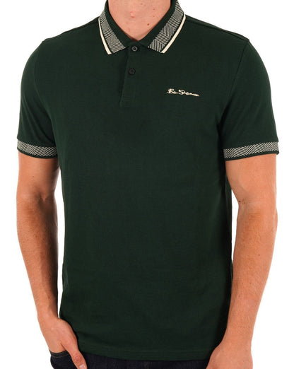 Ben Sherman Collar Interest Polo Shirt Dark Green
