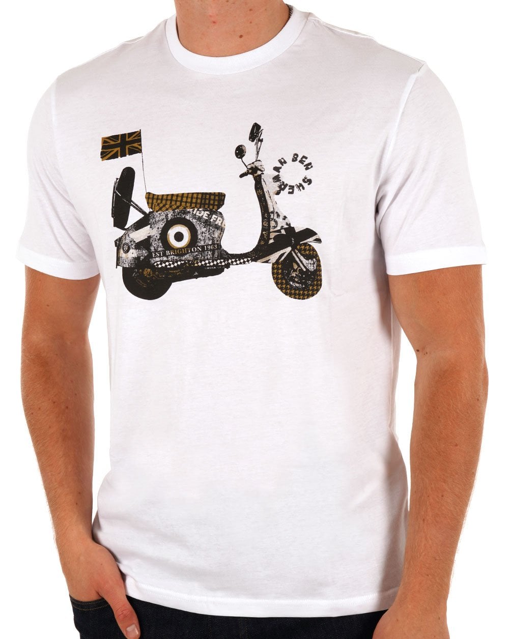 Ben Sherman Collage Mash Scooter T-shirt White