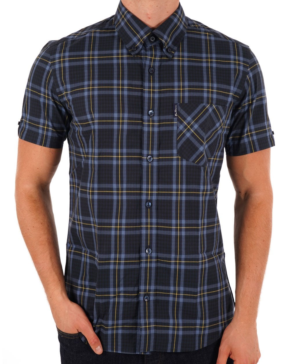 Ben Sherman Frame Check SS Shirt Dark Navy