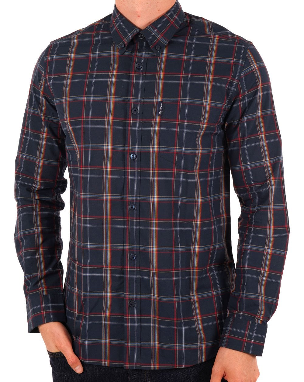 Ben Sherman Linear Check Shirt Dark Navy