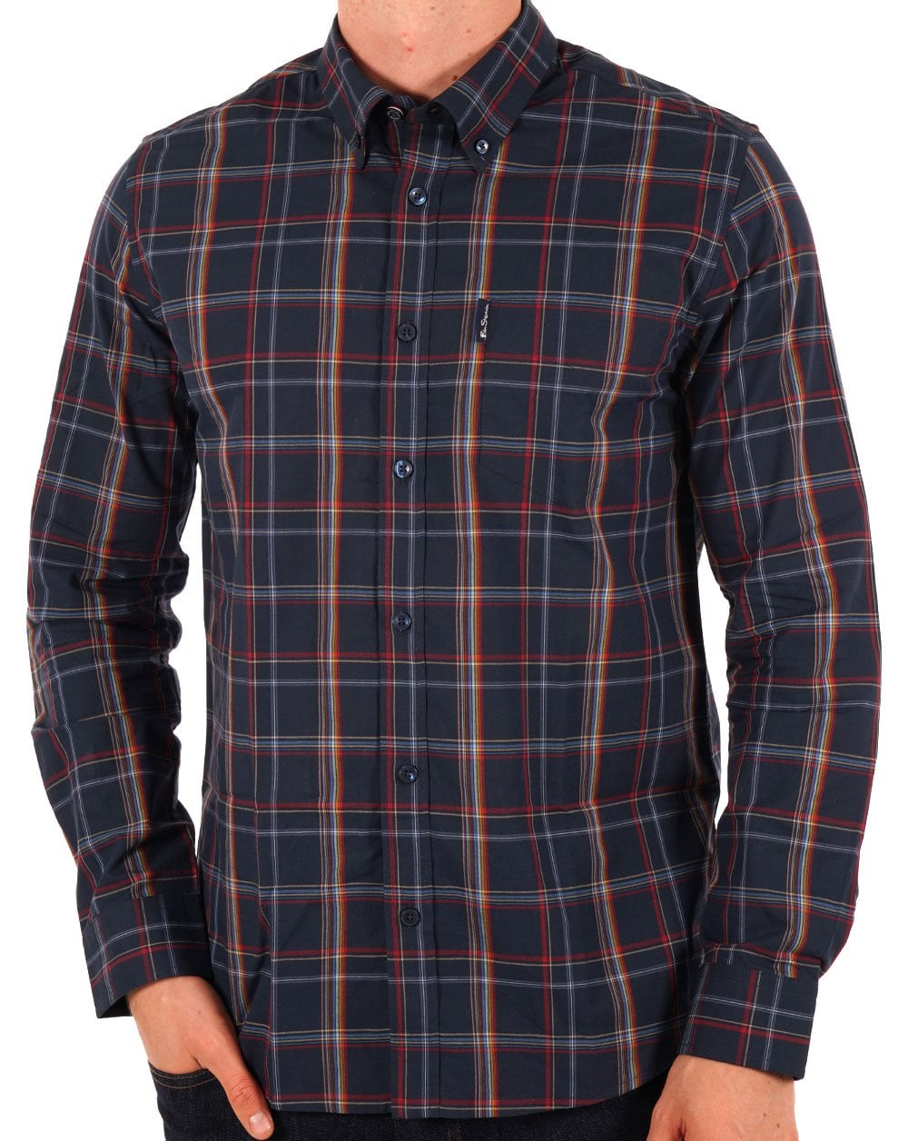 Ben Sherman Linear Check Shirt Dark Navy