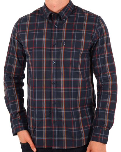 Ben Sherman Linear Check Shirt Dark Navy