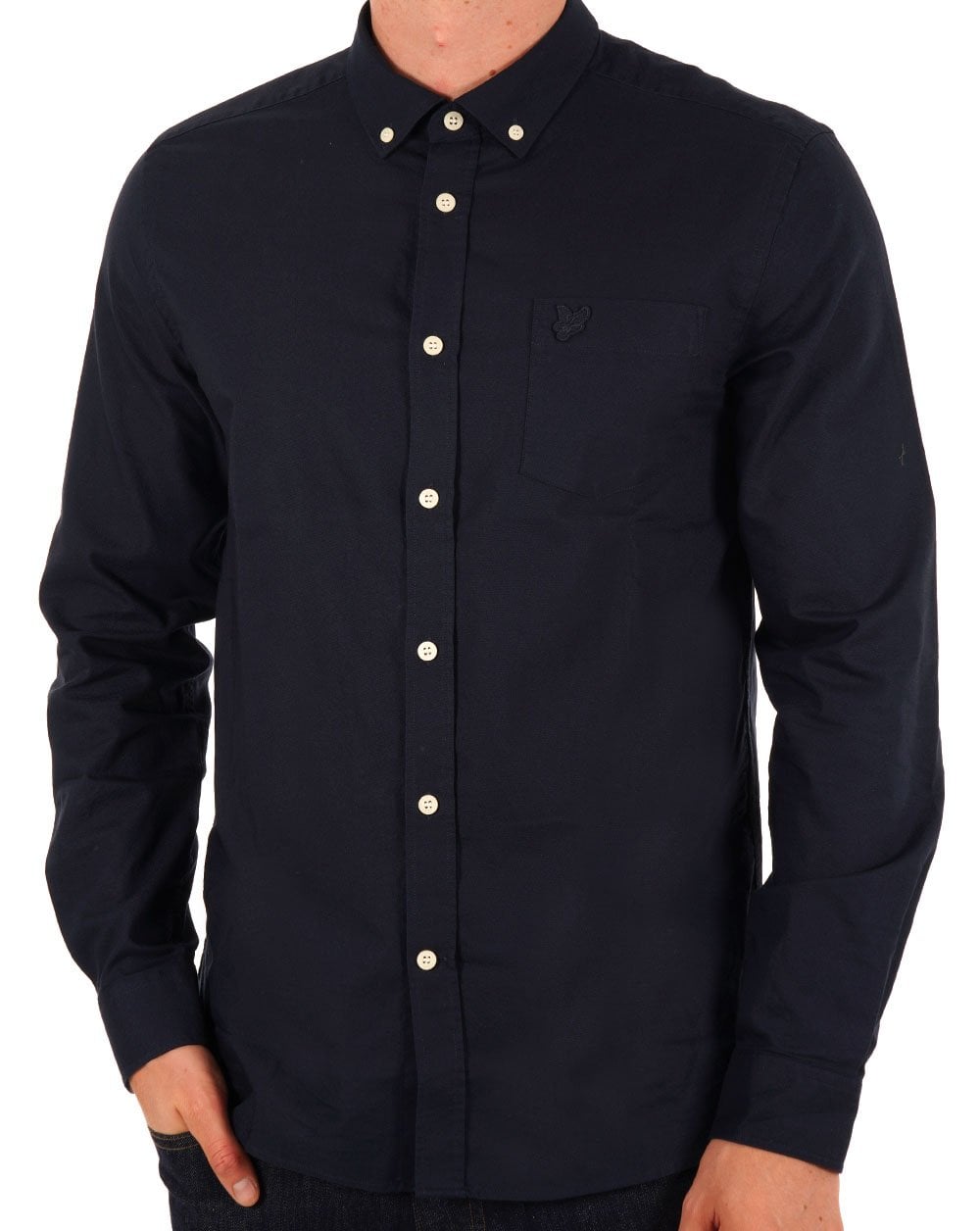 Lyle & Scott Tonal Eagle Lightweight Oxford Shirt Dark Navy