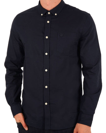 Lyle & Scott Tonal Eagle Lightweight Oxford Shirt Dark Navy