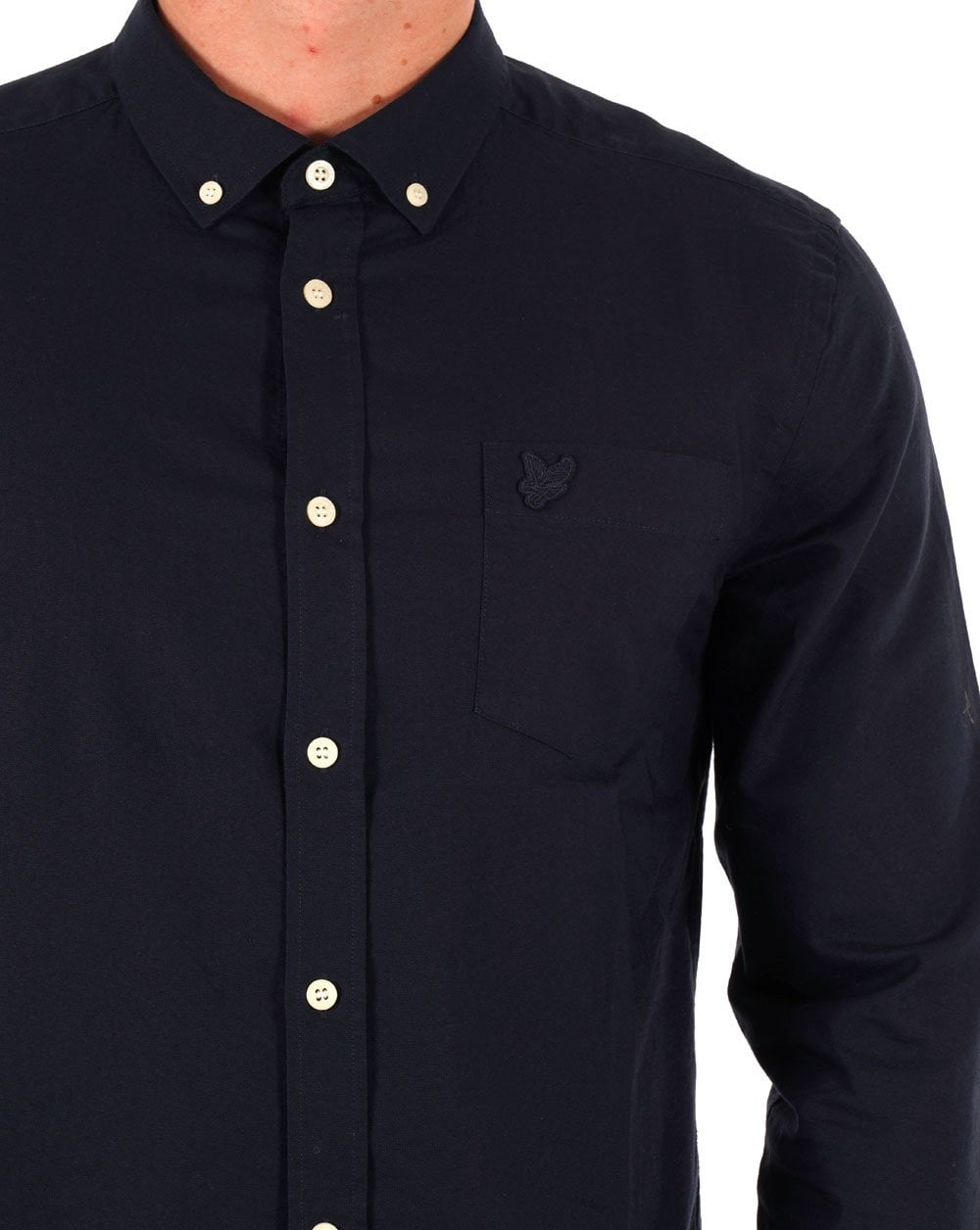 Lyle & Scott Tonal Eagle Lightweight Oxford Shirt Dark Navy