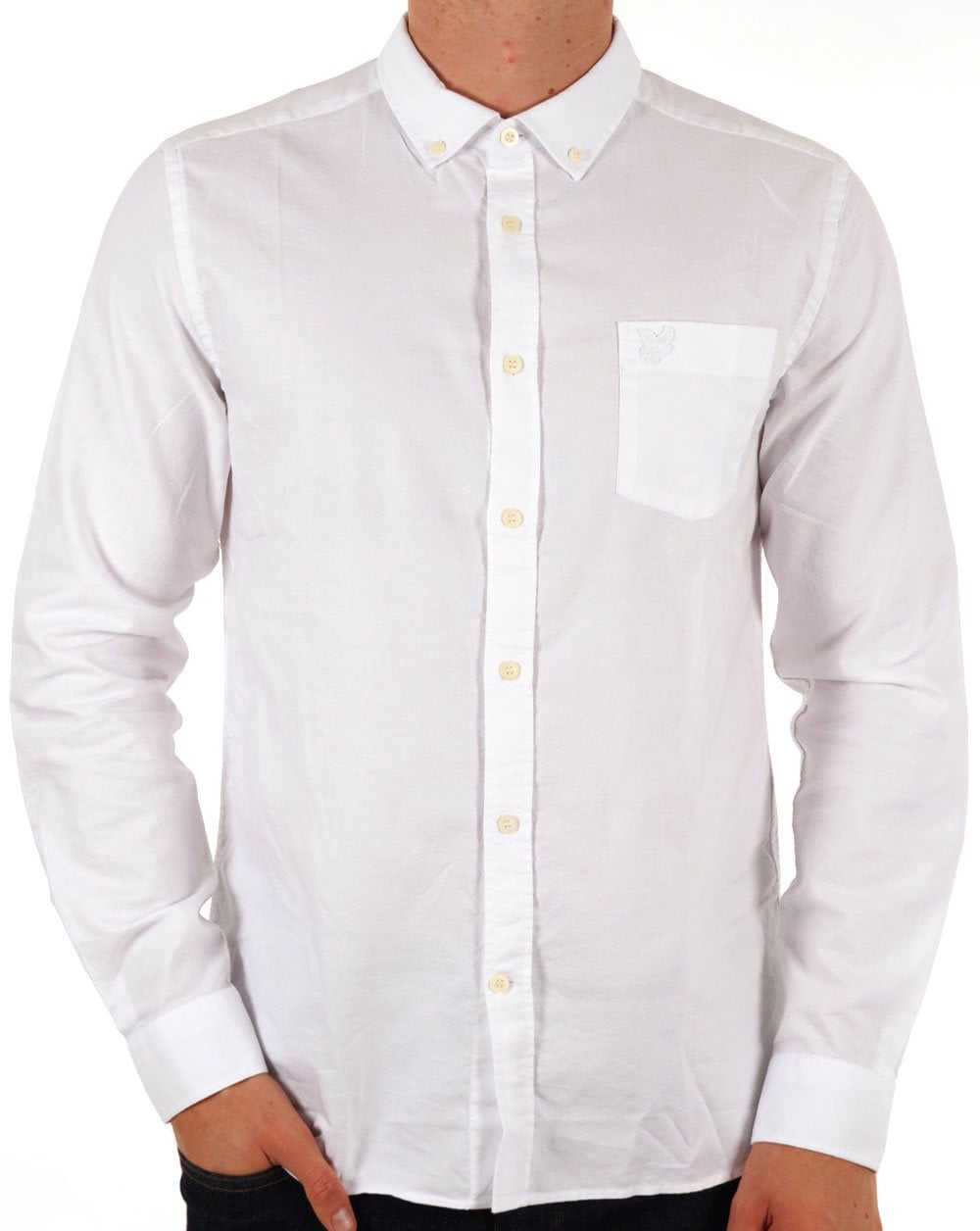 Lyle & Scott Tonal Eagle Lightweight Oxford Shirt White