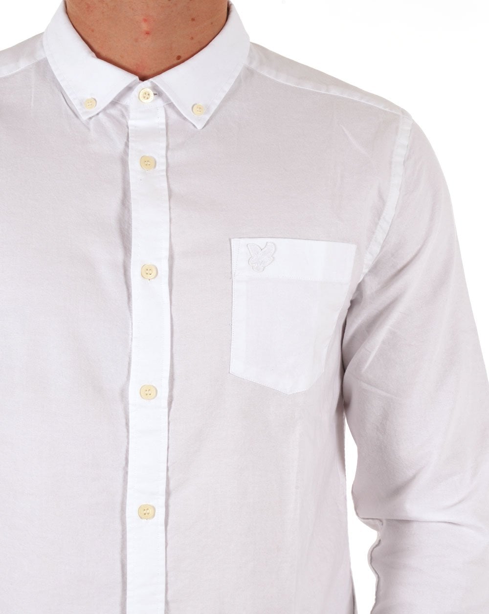 Lyle & Scott Tonal Eagle Lightweight Oxford Shirt White