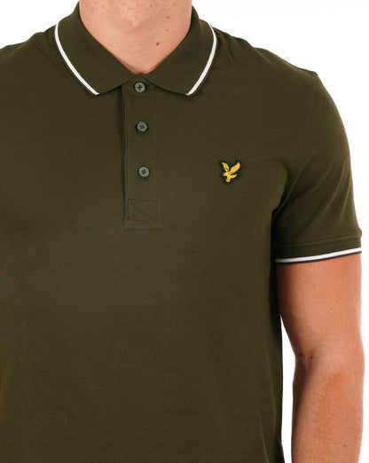 Lyle & Scott Tipped Polo Shirt Olive/White