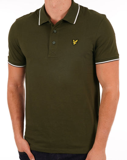 Lyle & Scott Tipped Polo Shirt Olive/White