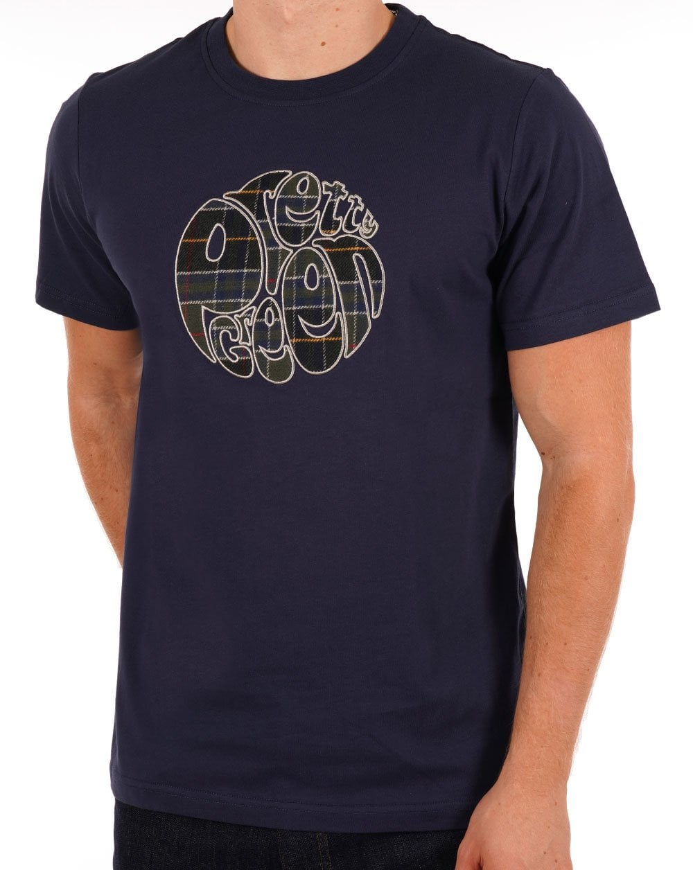 Pretty Green Thomas Check Logo T-shirt Navy