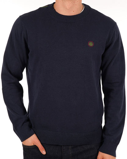 Pretty Green Cotton Tipped Crew Knit Navy