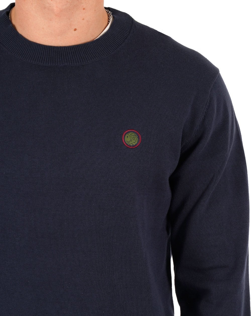 Pretty Green Cotton Tipped Crew Knit Navy