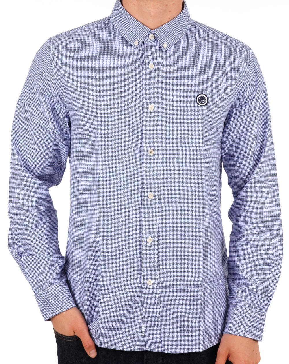 Pretty Green Houndstooth Shirt Blue