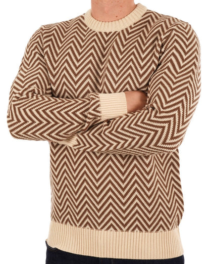 Ben Sherman Jacquard Crew Neck Jumper Ivory