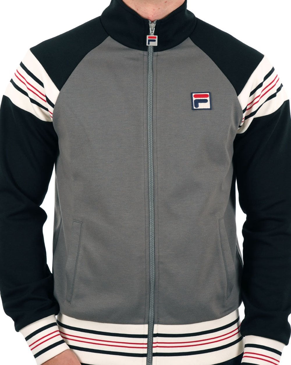 Fila Vintage Advantage Track Top Grey/Black/Red