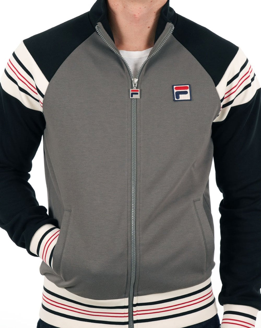 Fila Vintage Advantage Track Top Grey/Black/Red