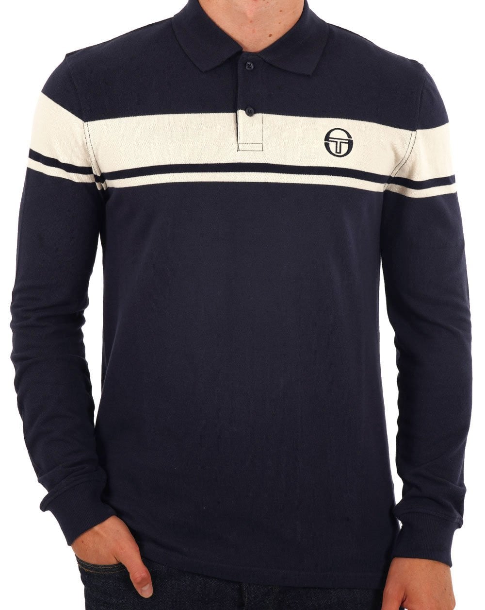Sergio Tacchini Young Line Long Sleeve Polo Shirt Navy