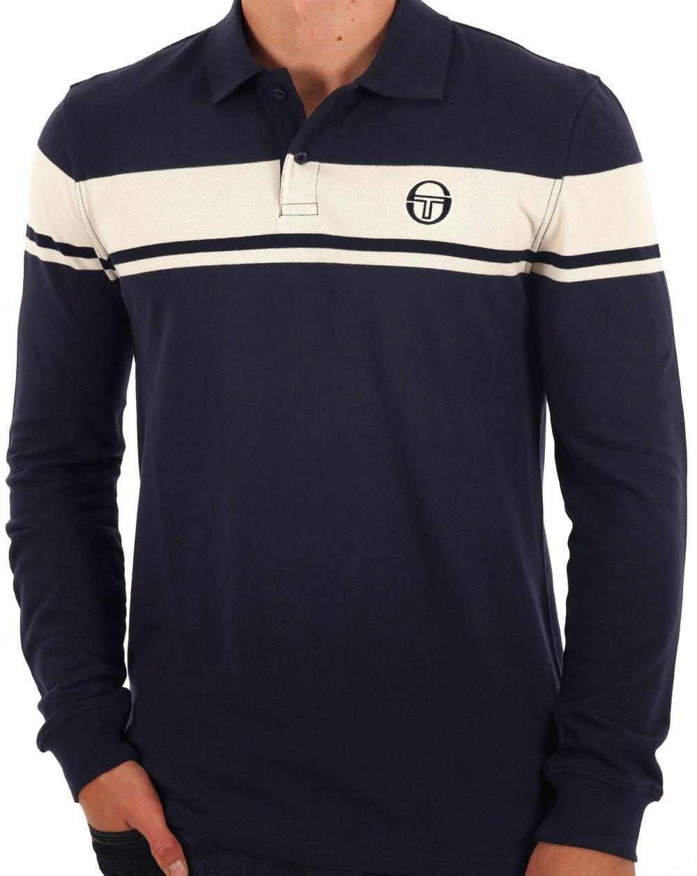 Sergio Tacchini Young Line Long Sleeve Polo Shirt Navy