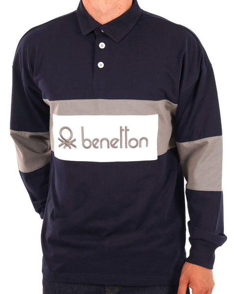 Benetton Rugby Shirt Navy/Grey