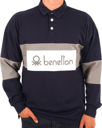 Benetton Rugby Shirt Navy/Grey