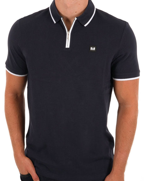 Weekend Offender Zip Polo Shirt Navy