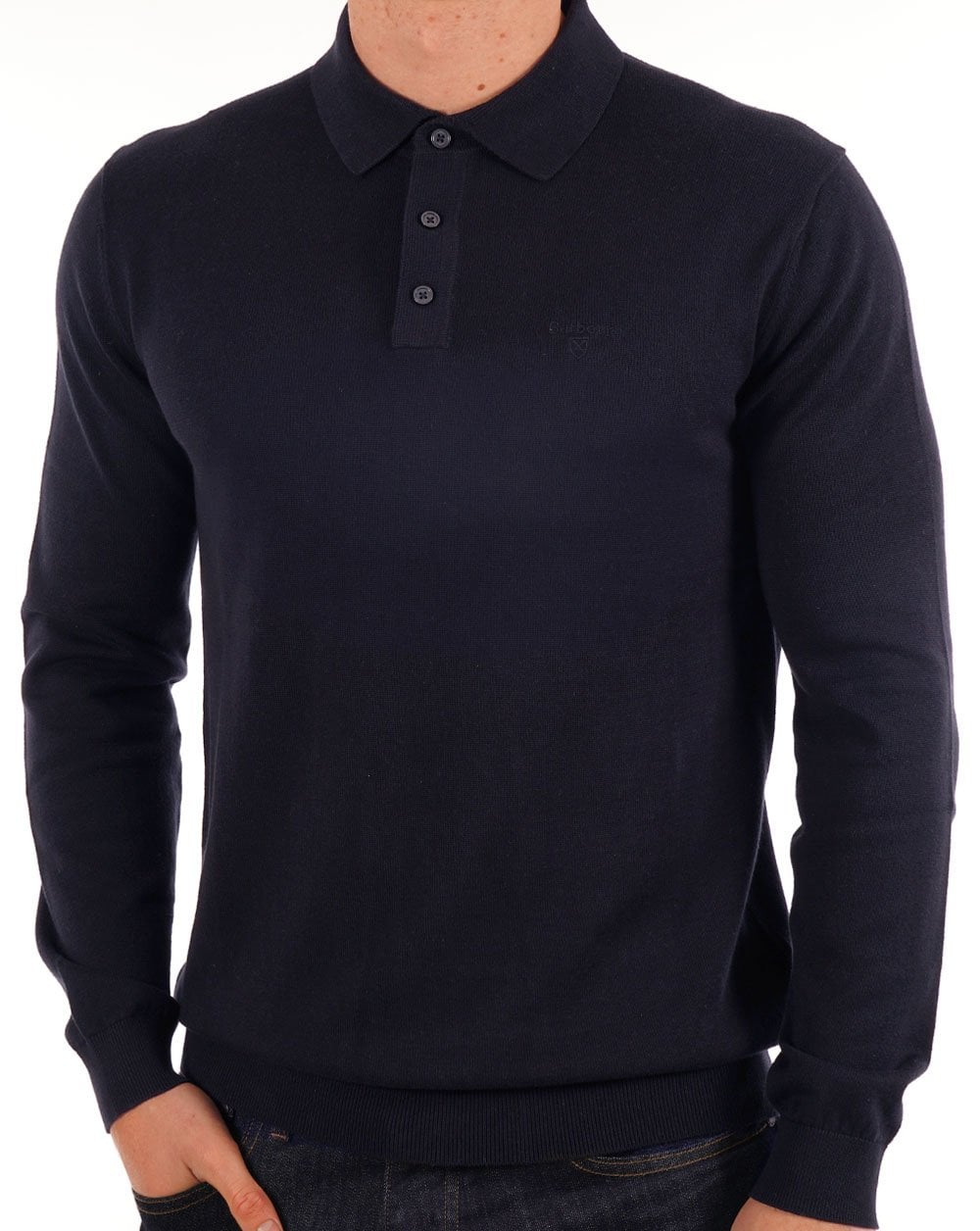 Barbour Bassington Knitted LS Polo Dark Navy