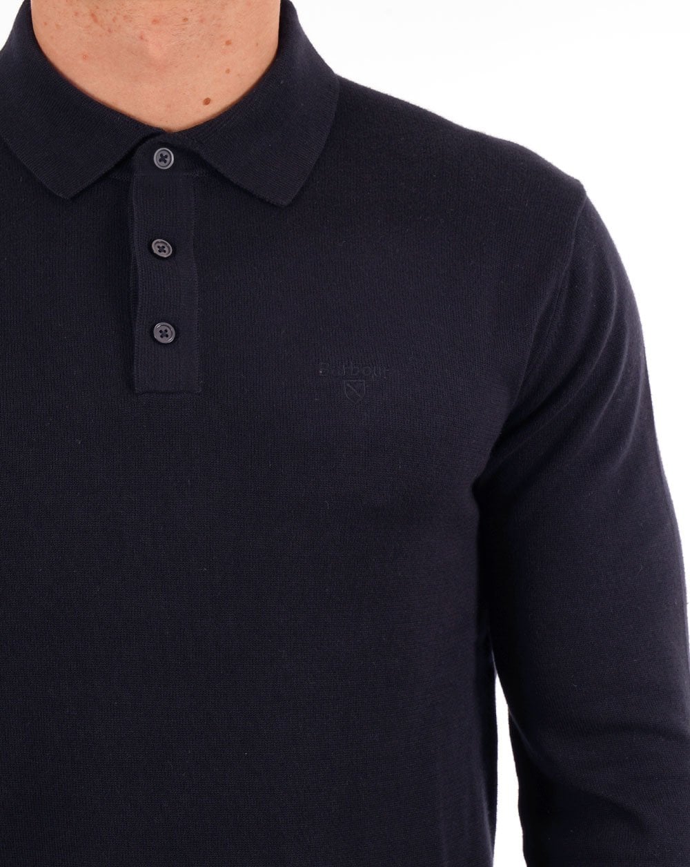 Barbour Bassington Knitted LS Polo Dark Navy