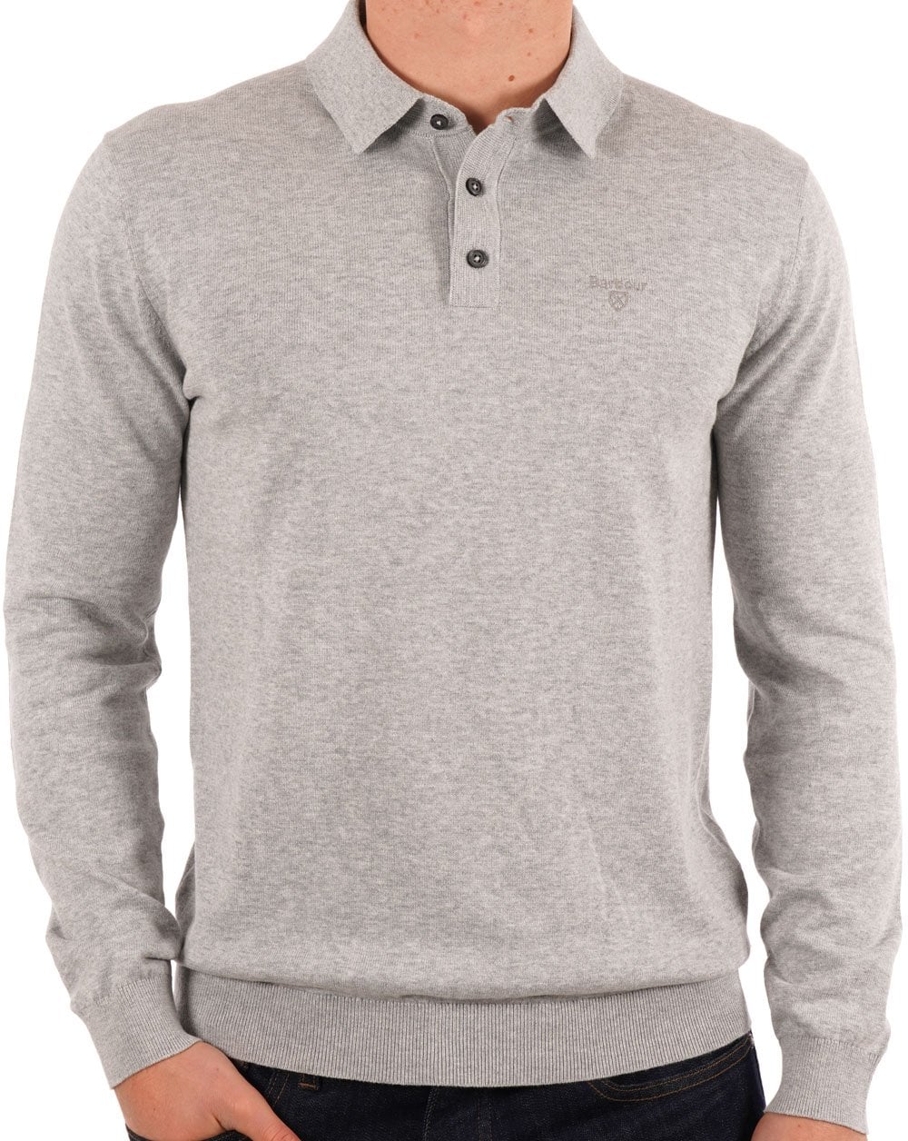 Barbour Bassington Knitted LS Polo Grey Marl