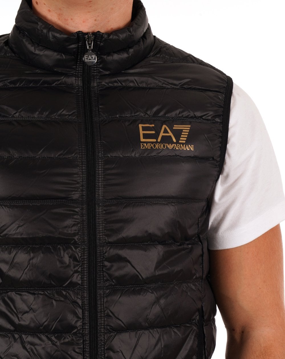EA7 Core Logo Down Vest - Black/Gold