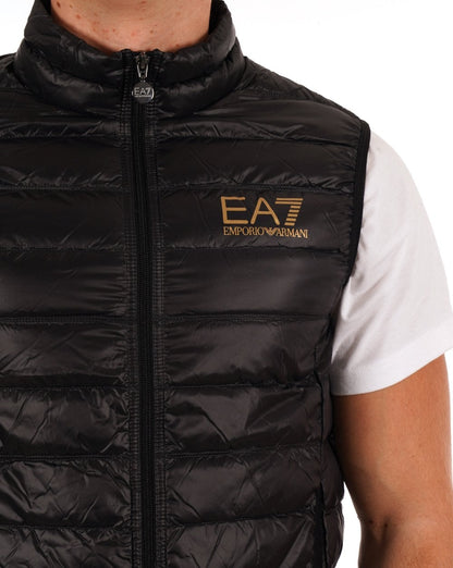 EA7 Core Logo Down Vest - Black/Gold