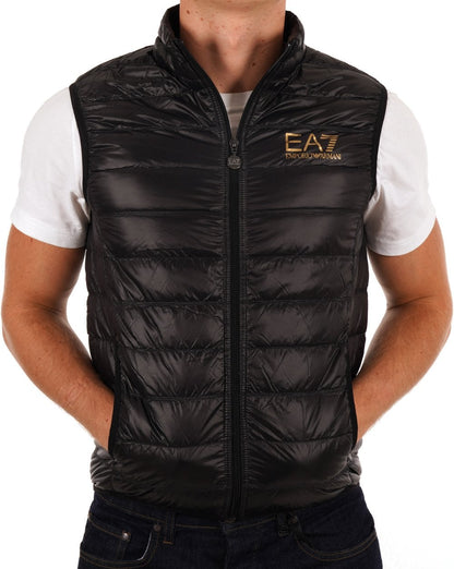 EA7 Core Logo Down Vest - Black/Gold
