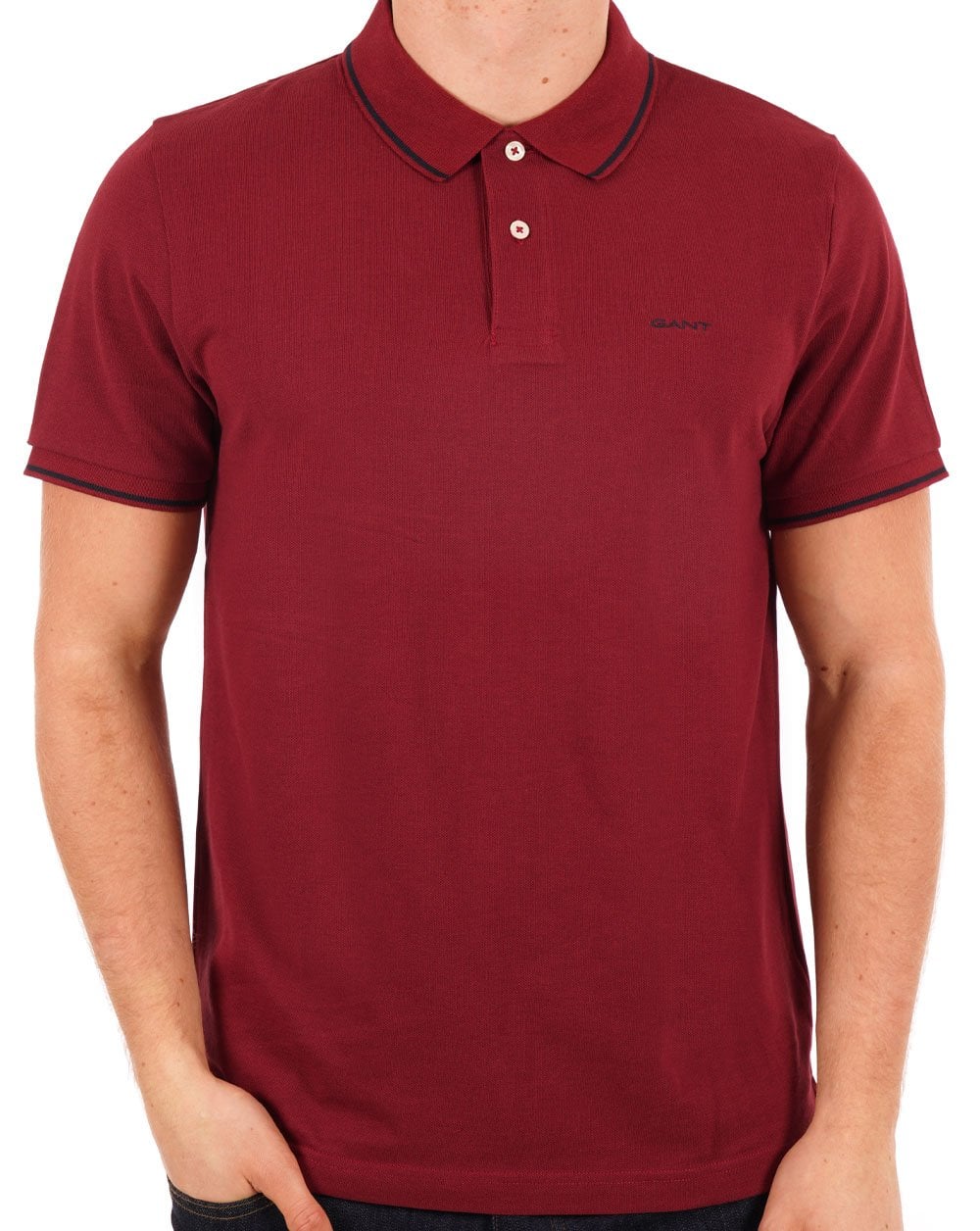 Gant Tipping Pique Polo Shirt Dark Red