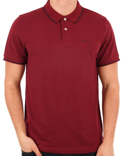 Gant Tipping Pique Polo Shirt Dark Red
