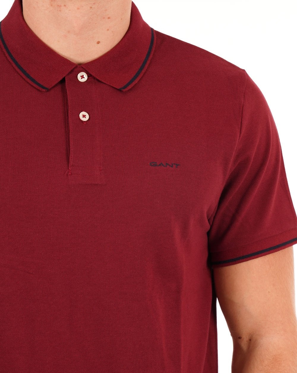 Gant Tipping Pique Polo Shirt Dark Red