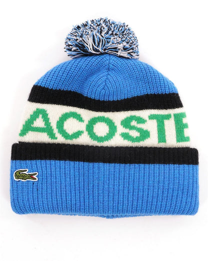 Lacoste Wool Logo Pom Pom Beanie Blue