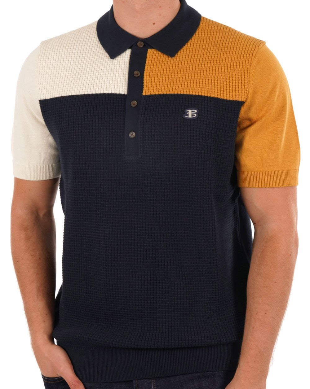Ben Sherman Colour Block Textured Polo Dark Navy/Multi
