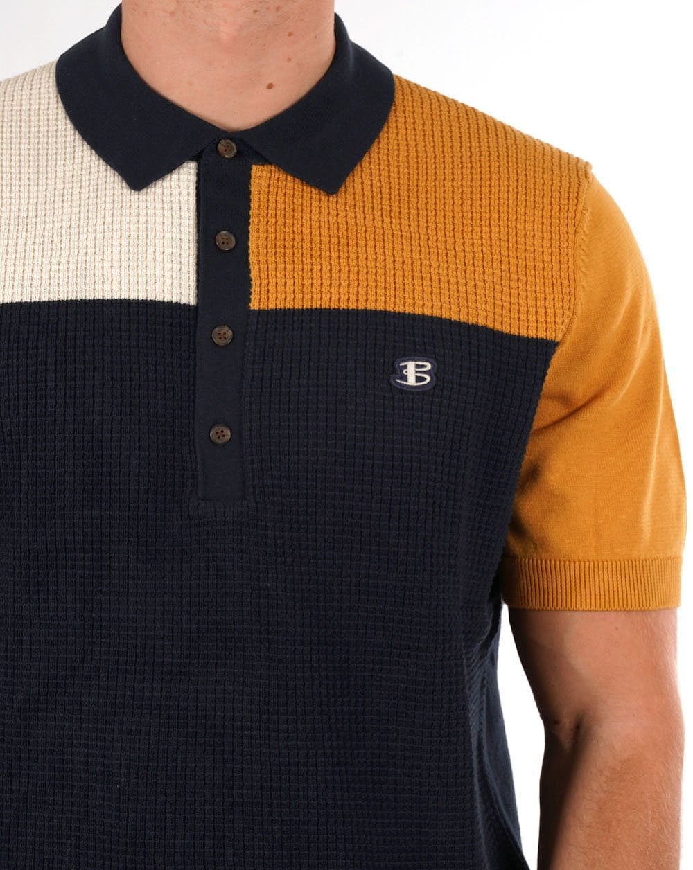 Ben Sherman Colour Block Textured Polo Dark Navy/Multi