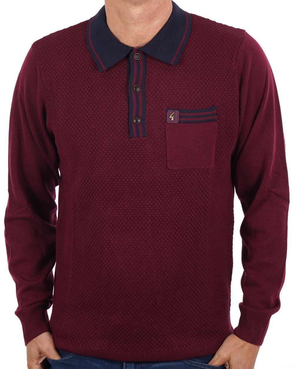 Gabicci Vintage Cruise Long Sleeve Knit Burgundy